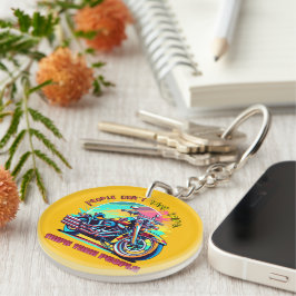 Mensen Gaan Niet Op Reis: Vintage Retro Stijl Fiet Sleutelhanger