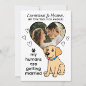 Mensen gaan trouwen met labrador hond handgetekend save the date (Voorkant)