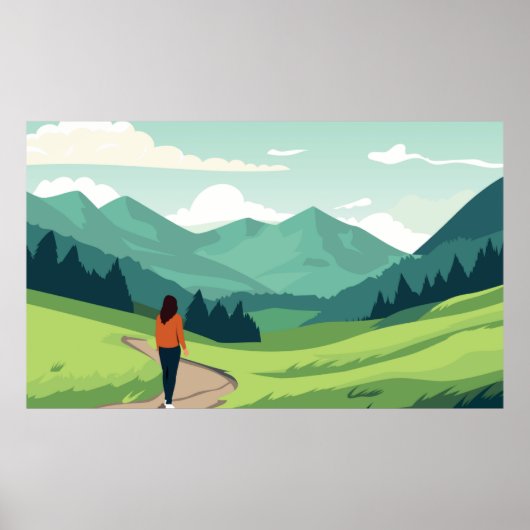 Mensen genieten van het landschap poster (Voorkant)