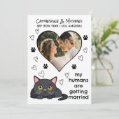 Mensen Getrouwd Kat Mam Pap Hand getrokken Save The Date (Staand voorkant)