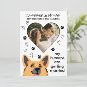 Mensen Getrouwd krijgen Duitse Herder Hand getrokk Save The Date (Staand voorkant)