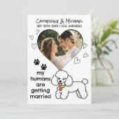 Mensen Getrouwd Poedel Hondenliefhebber Hand getro Save The Date (Staand voorkant)