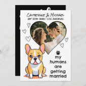 Mensen Getrouwd worden Franse Bulldog Hand getrokk Save The Date (Voorkant / Achterkant)