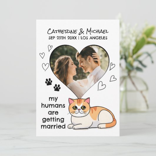 Mensen Getrouwd worden Schattigee kattenliefhebber Save The Date (Staand voorkant)