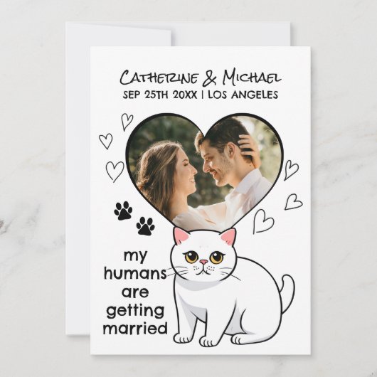 Mensen Getrouwd worden Schattigee kattenliefhebber Save The Date (Voorkant)
