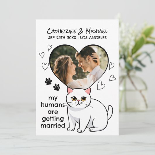 Mensen Getrouwd worden Schattigee kattenliefhebber Save The Date (Staand voorkant)