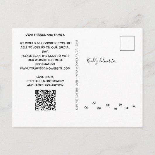 Mensen Getrouwd Zilver Huisdier Foto Bruiloft Uitnodiging Briefkaart (Achterkant)