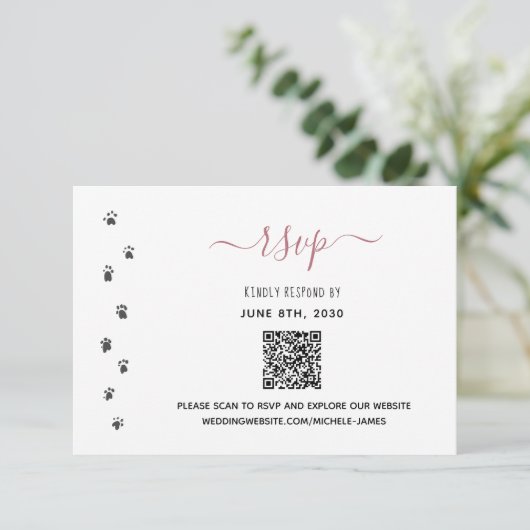 Mensen Getting Married Custom Pet Wedding QR-code RSVP Kaartje (Staand voorkant)