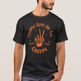 Mensen geven me de griezels, skelet hand eng t-shirt