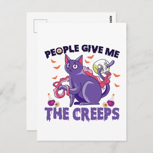 Mensen Geven me de Kriebels Griezelige Kat Hallowe Briefkaart (Voorkant / Achterkant)