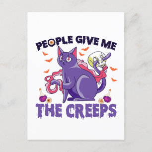 Mensen Geven me de Kriebels Spooky Cat Halloween  Briefkaart