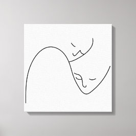 Mensen Gezichten Lijnen Ondersteuning Partner Canvas Afdruk