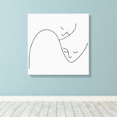 Mensen Gezichten Lijnen Ondersteuning Partner Canvas Afdruk (Insitu (Houten vloer))