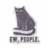 Mensen Grappige Humor Introvert Meowy Black Cat Sticker (Voorkant)