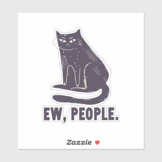 Mensen Grappige Humor Introvert Meowy Black Cat Sticker (Vel)