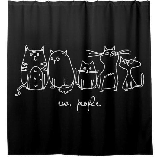 Mensen Grappige Meowy Kattenliefhebbers Douchegordijn (Voorkant)