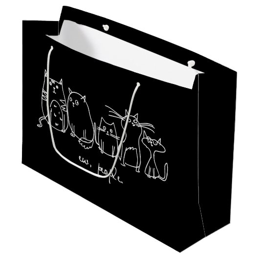 Mensen Grappige Meowy Kattenliefhebbers Groot Cadeauzakje (Voorkant Gekanteld)