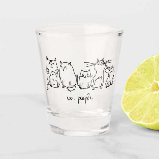 Mensen Grappige Meowy Kattenliefhebbers Shot Glas (Voorkant)