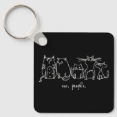 Mensen Grappige Meowy Kattenliefhebbers Sleutelhanger (Voorkant)