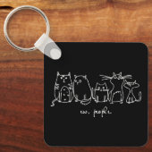 Mensen Grappige Meowy Kattenliefhebbers Sleutelhanger (Voorkant)