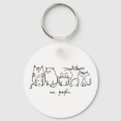 Mensen Grappige Meowy Kattenliefhebbers Sleutelhanger (Achterkant)