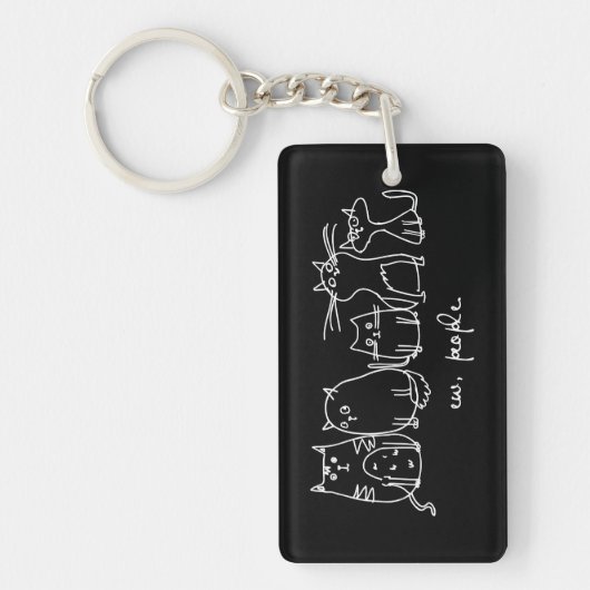 Mensen Grappige Meowy Kattenliefhebbers Sleutelhanger (Voorkant)