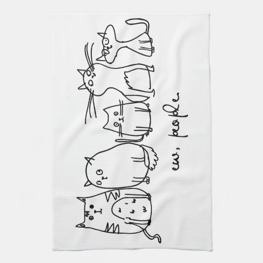 Mensen Grappige Meowy Kattenliefhebbers Theedoek (Verticaal)