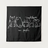 Mensen Grappige Meowy Kattenliefhebbers Wandkleed (Voorkant)