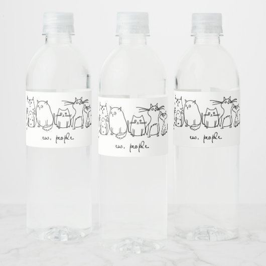 Mensen Grappige Meowy Kattenliefhebbers Waterfles Etiket (Flessen)