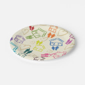 Mensen houden van huizen papieren bordje (Gekanteld)