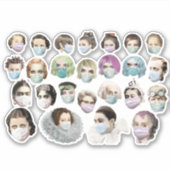  mensen in maskers sticker (Voorkant)