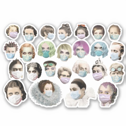  mensen in maskers sticker (Voorkant)