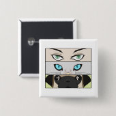 Mensen, katten en honden die naar je kijken vierkante button 5,1 cm (Voorkant /achterkant)