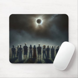 Mensen kijken naar de totale zonsverduistering muismat
