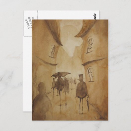 mensen liepen zo briefkaart (Voorkant / Achterkant)