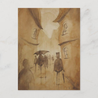 mensen liepen zo briefkaart