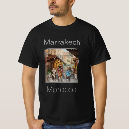 Mensen lopen een markt straat Marrakech Marokko T-shirt (Voorkant)