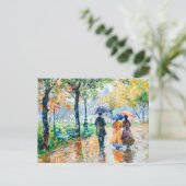 Mensen met een paraplu in het park feestdagenkaart (Staand voorkant)