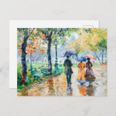 Mensen met een paraplu in het park feestdagenkaart (Voorkant / Achterkant)