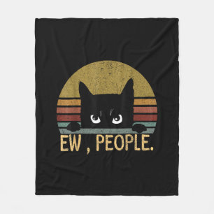 Mensen met een zwarte kat retro - grappige kat fleece deken