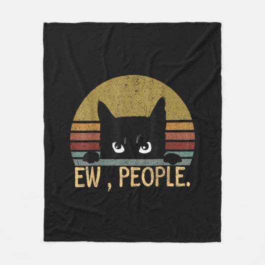 Mensen met een zwarte kat retro - grappige kat fleece deken (Voorkant)