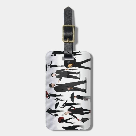 Mensen met paraplu's bagagelabel (Voorkant verticaal)