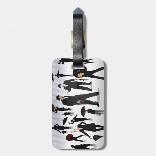 Mensen met paraplu's bagagelabel (Achterkant verticaal)