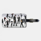 Mensen met paraplu's bagagelabel (Achterkant horizontaal)