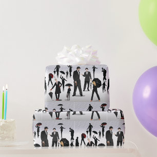 Mensen met paraplu's cadeaupapier