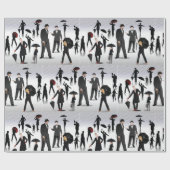 Mensen met paraplu's cadeaupapier (Vlak)