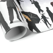 Mensen met paraplu's cadeaupapier (Rol Hoek)