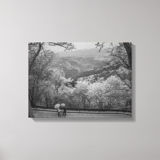 Mensen met paraplu's canvas afdruk (Voorkant)