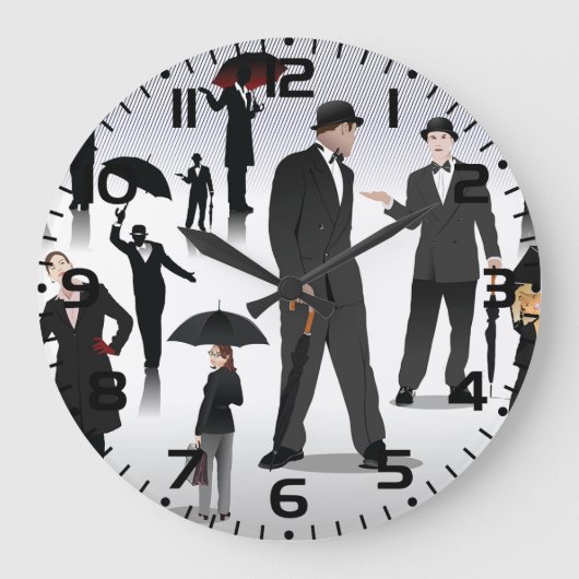 Mensen met paraplu's grote klok (Voorkant)