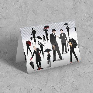 Mensen met paraplu's kaart